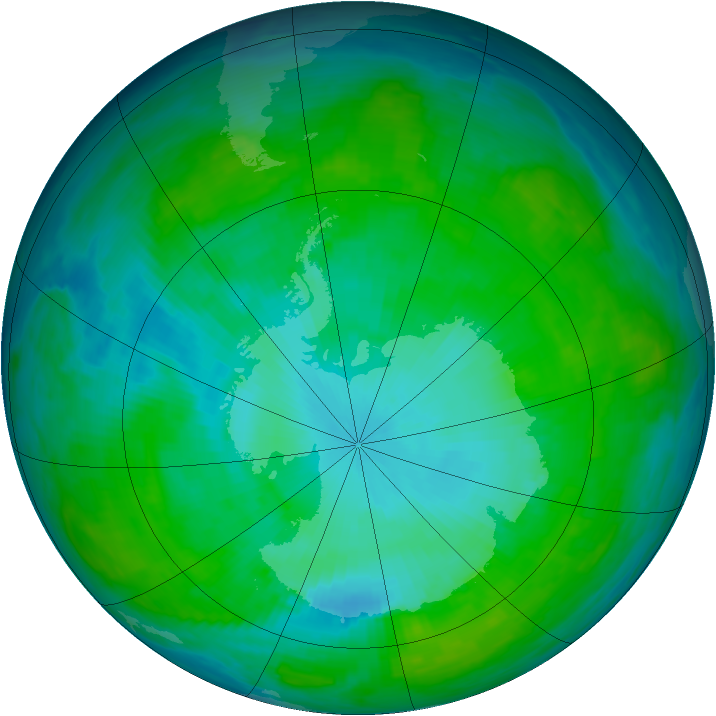 Antarctic ozone map for 16 January 1988